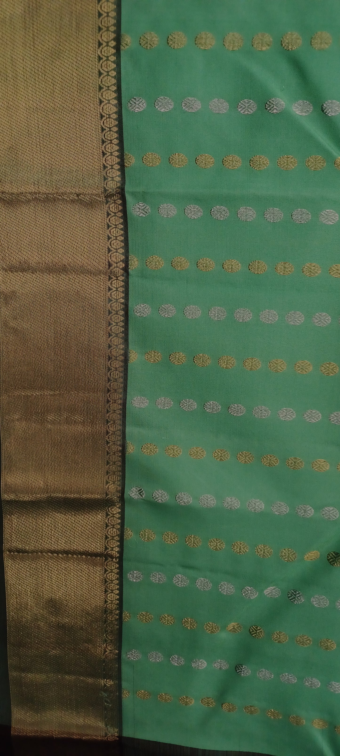 Pista Green with Brown border Pure Silk saree