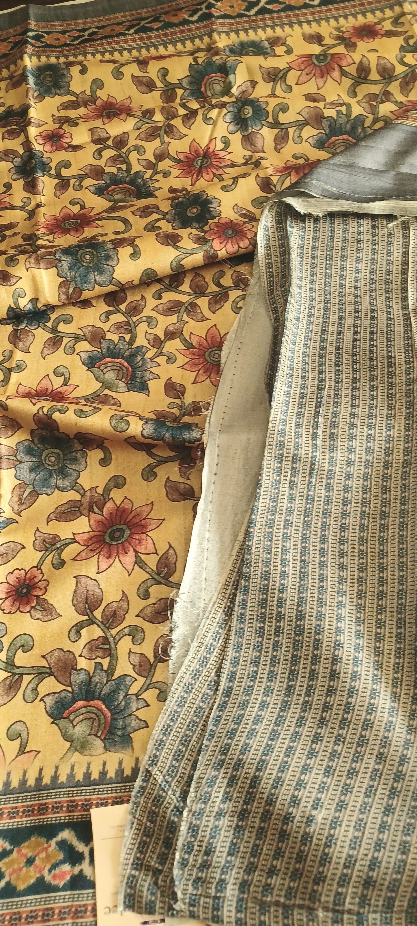 Light yellow Semi Tussar Printed saree