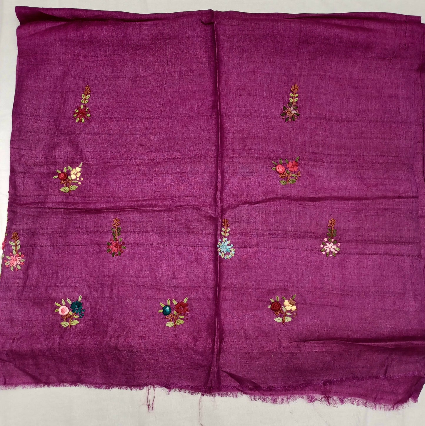 Magenta Pink pure tussar silk blouse handcrafted with french knot work