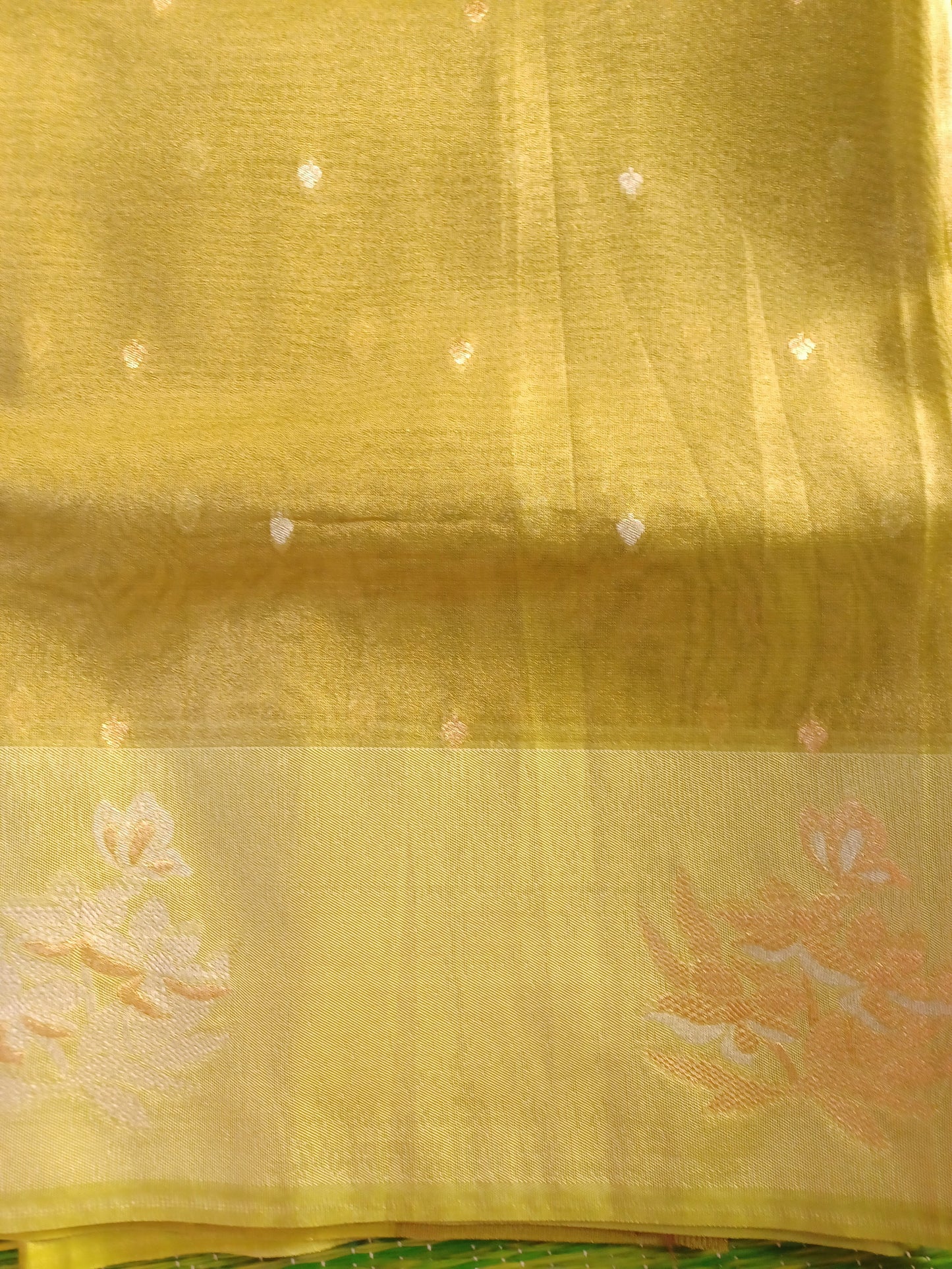 Olive Green Banaras tissue Blend Saree