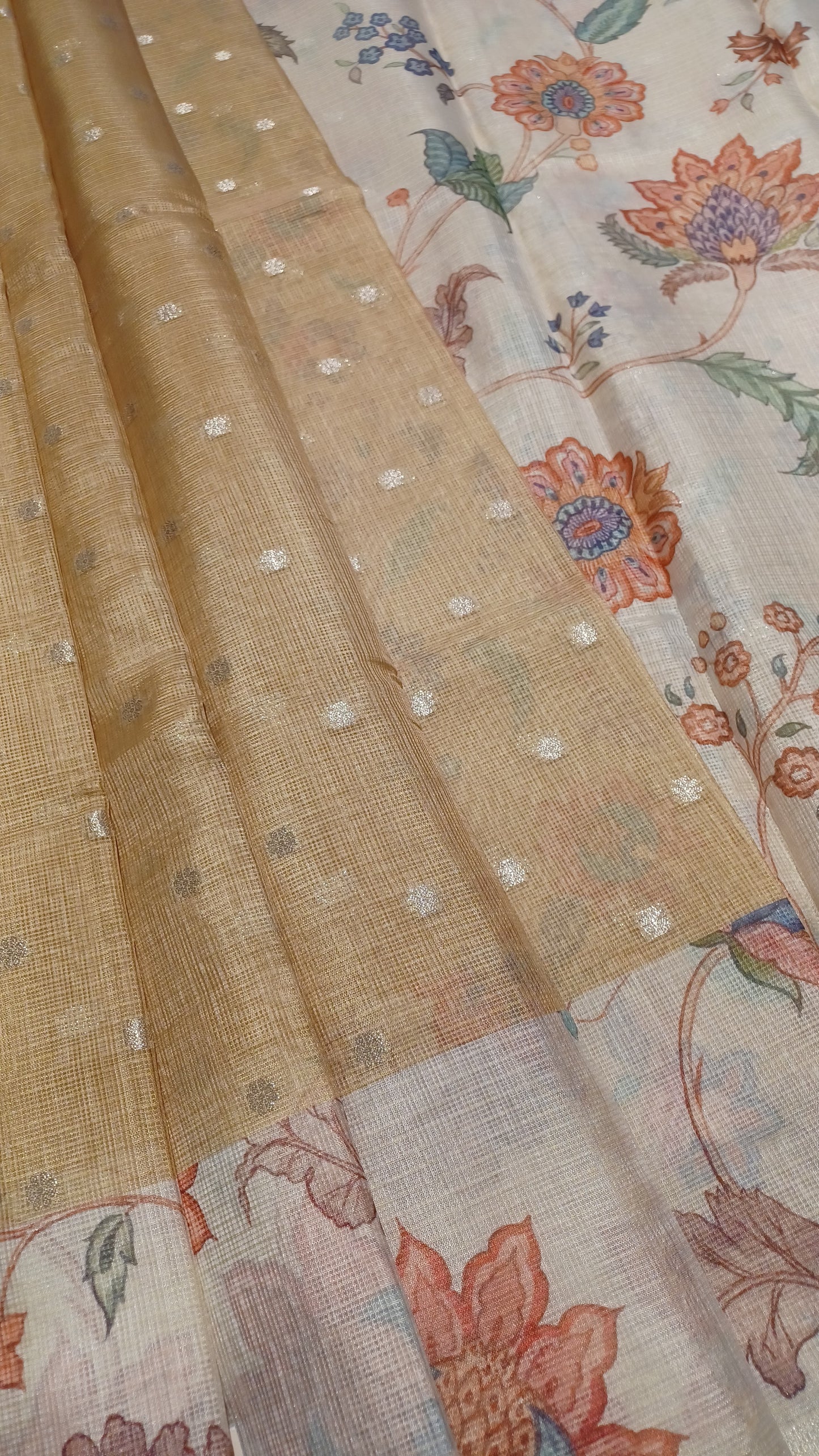 Tan Brown Soft Kota Silk (Blended) Digital Print Saree