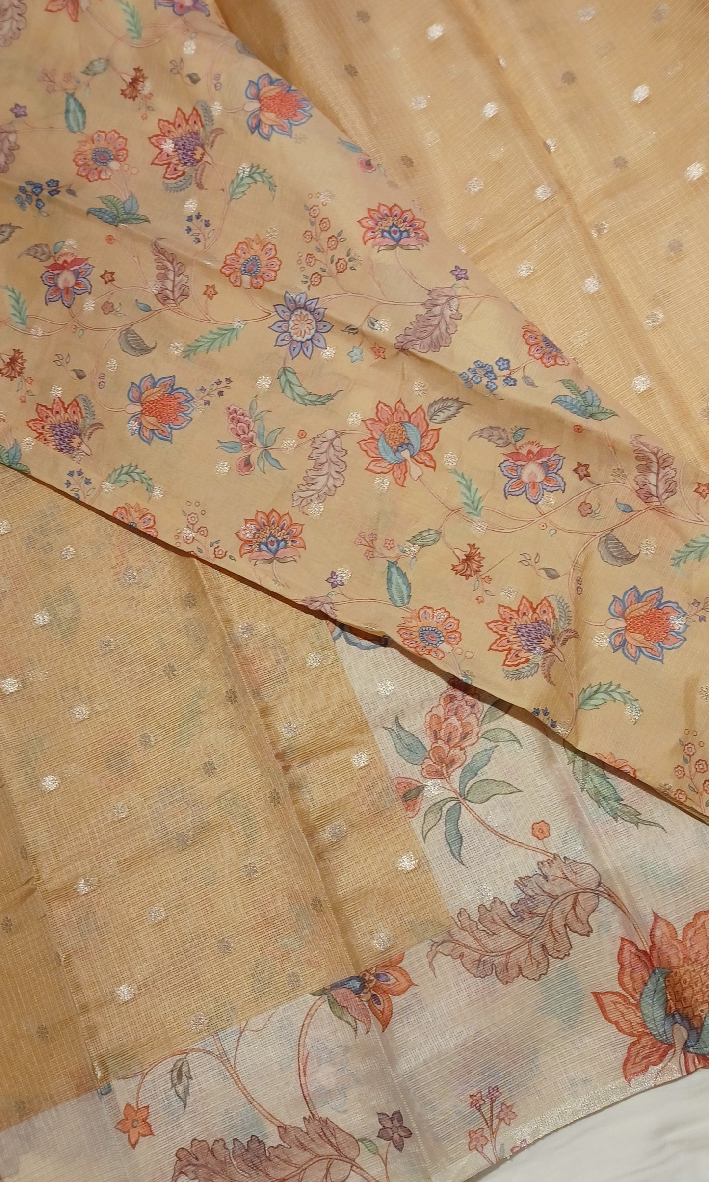 Tan Brown Soft Kota Silk (Blended) Digital Print Saree