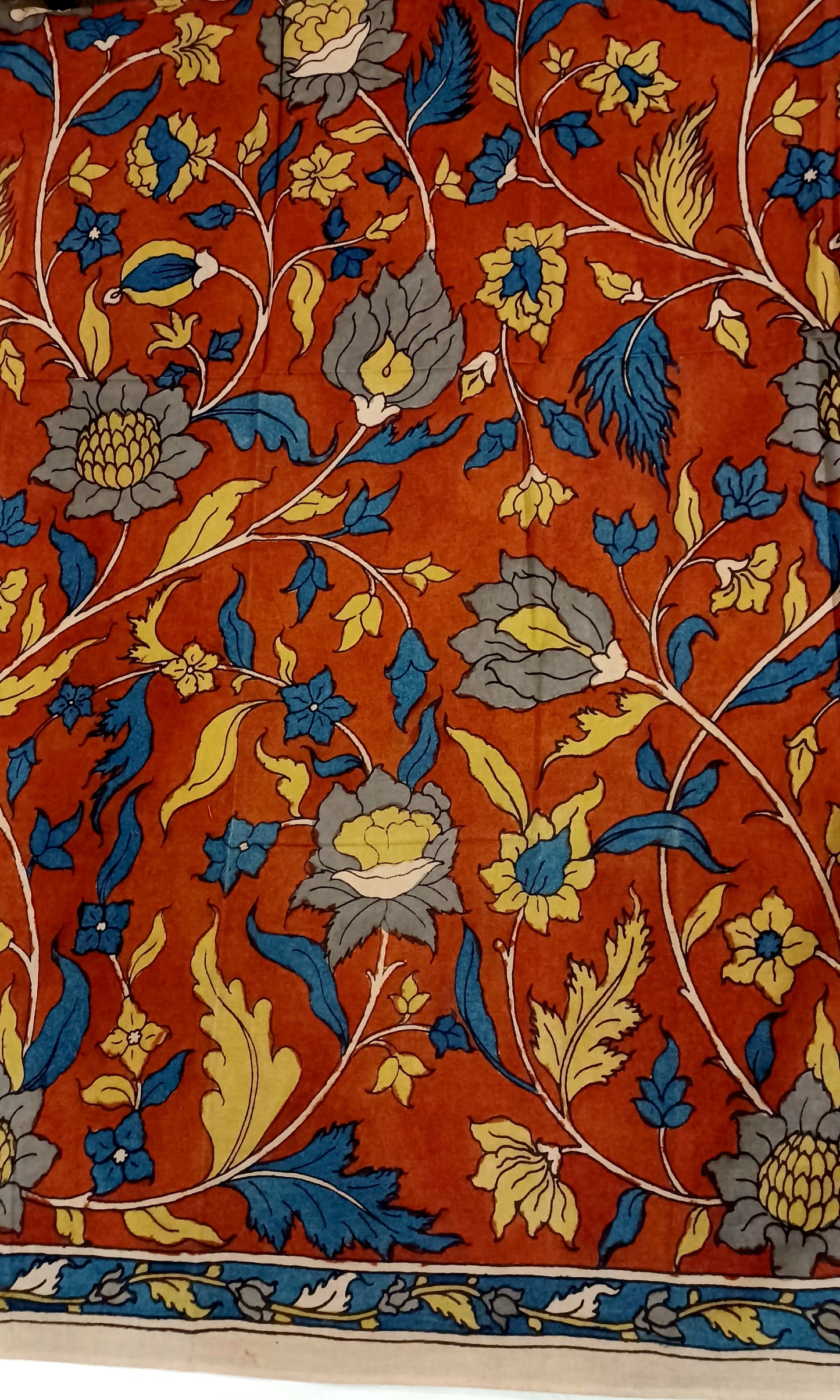 Maroon red SriKalahasti Pen Kalamkari Cotton blouse fabric