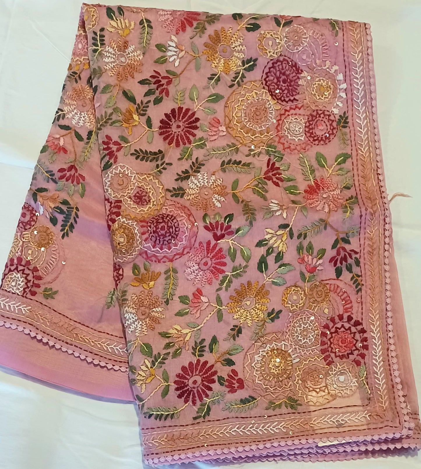 Peach Pink Soft Tissue Chanderi Saree