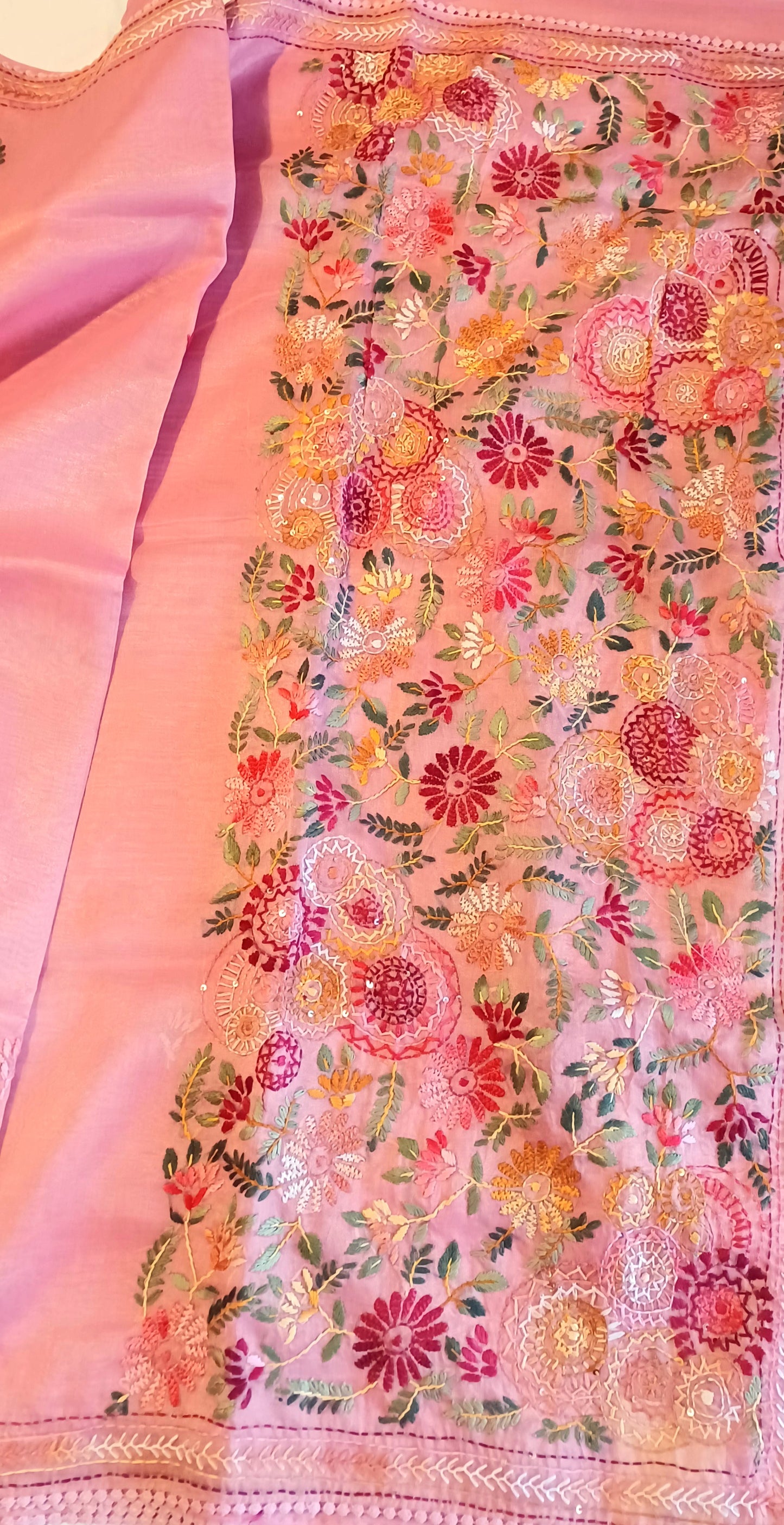 Peach Pink Soft Tissue Chanderi Saree