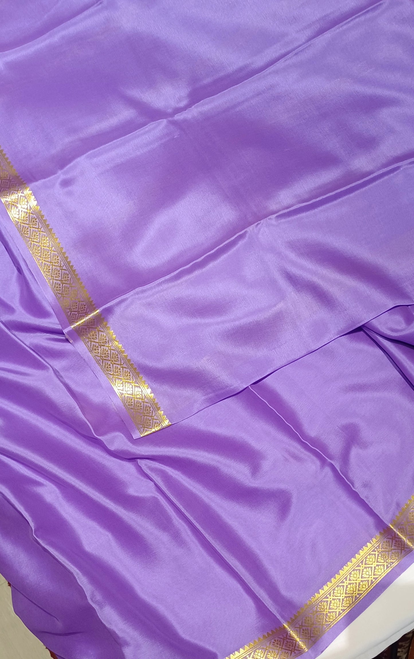Lavender Pure Silk Pure Zari Mysore Crepe Saree
