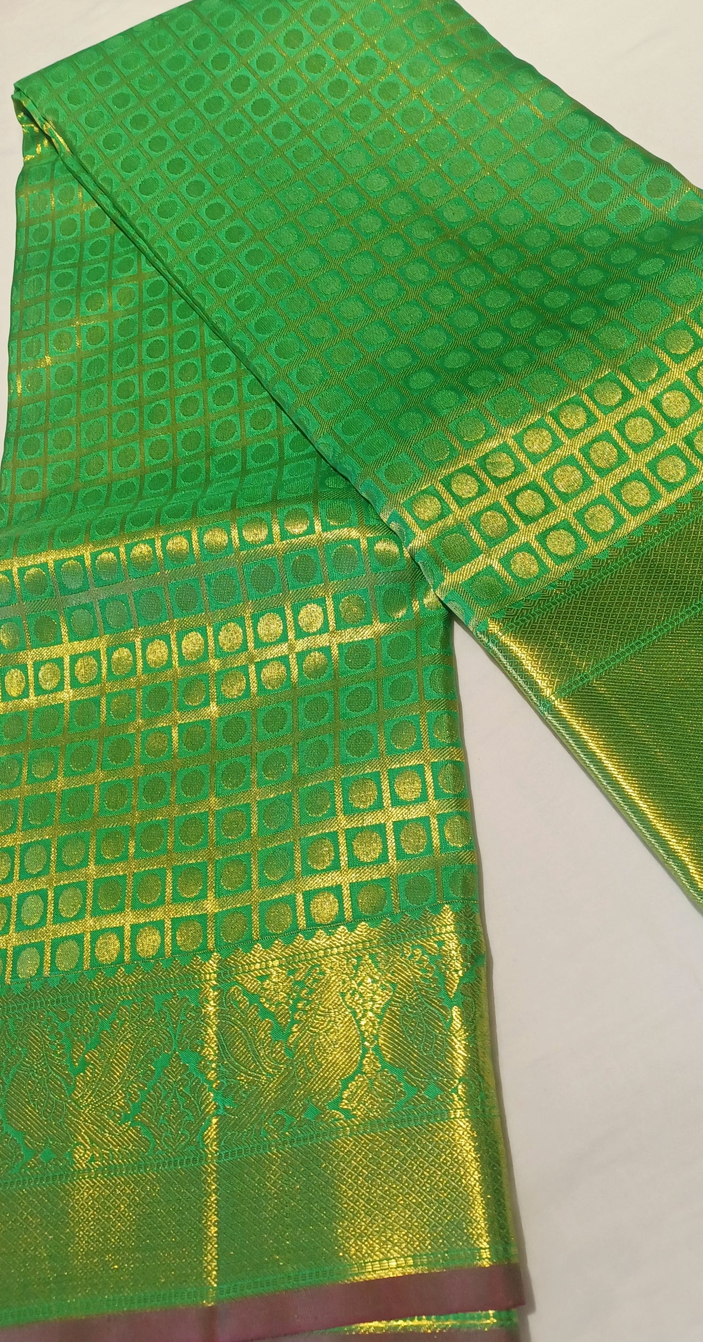 Green Bridal Kanchipuram pure silk brocade weave saree