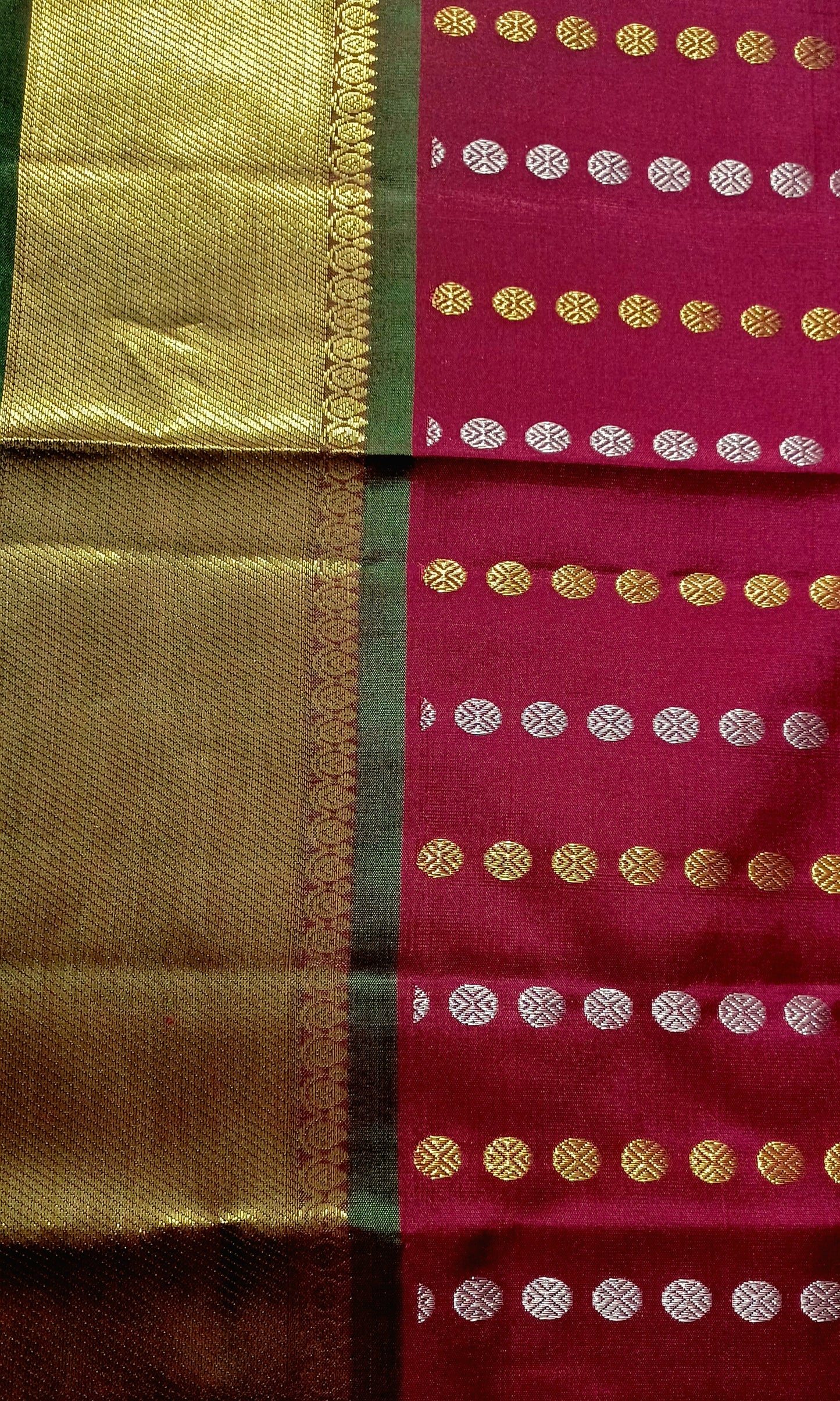 Maroon with Dark Green border Pure Silk saree