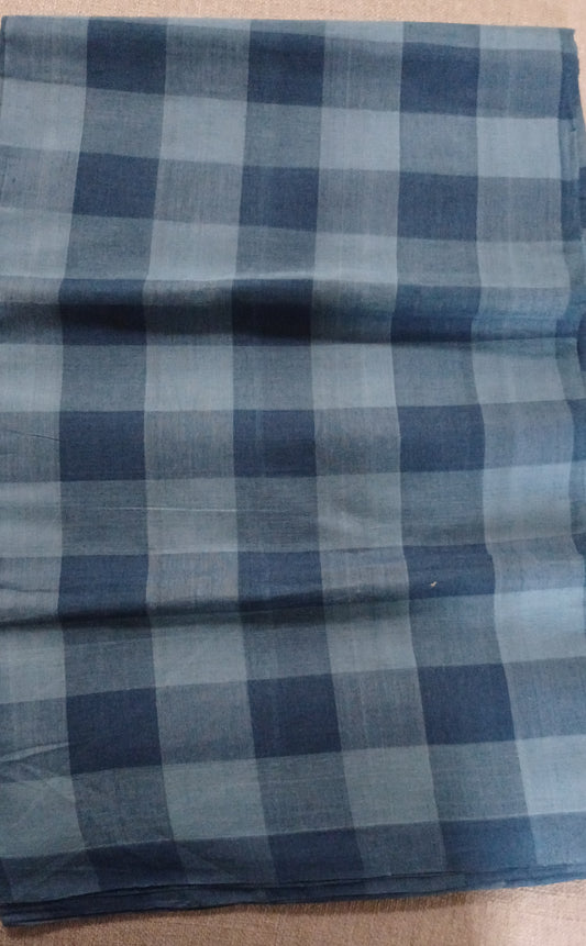 Indigo Blue Solid Checks Bobbili Handloom cotton saree