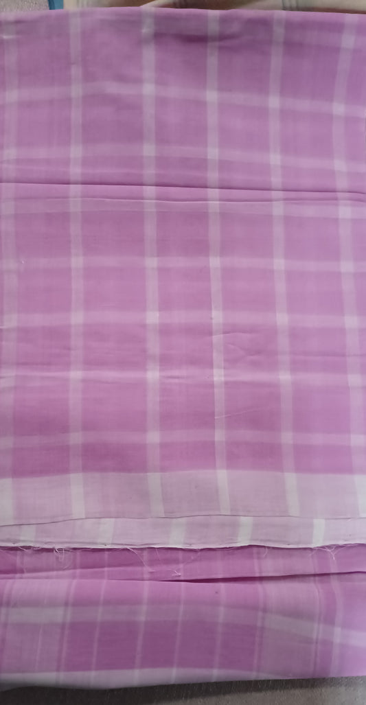 Pink and white Solid Checks Bobbili Handloom cotton saree