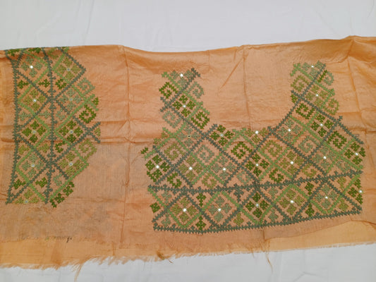 Sandal wood pure tussar silk blouse handcrafted with french knot work