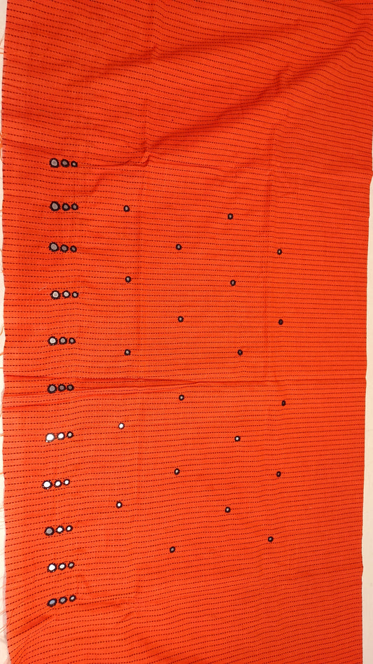 Orange embroidered Cotton blouse fabric