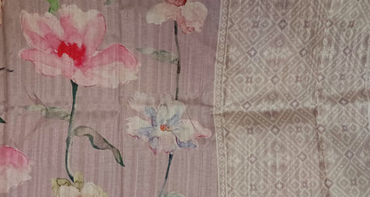 Light Mauve semi Tussar silk saree in digital print