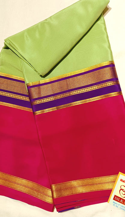 Pista Green Premium Bentex 3D Mysore Crepe Pure Silk Saree