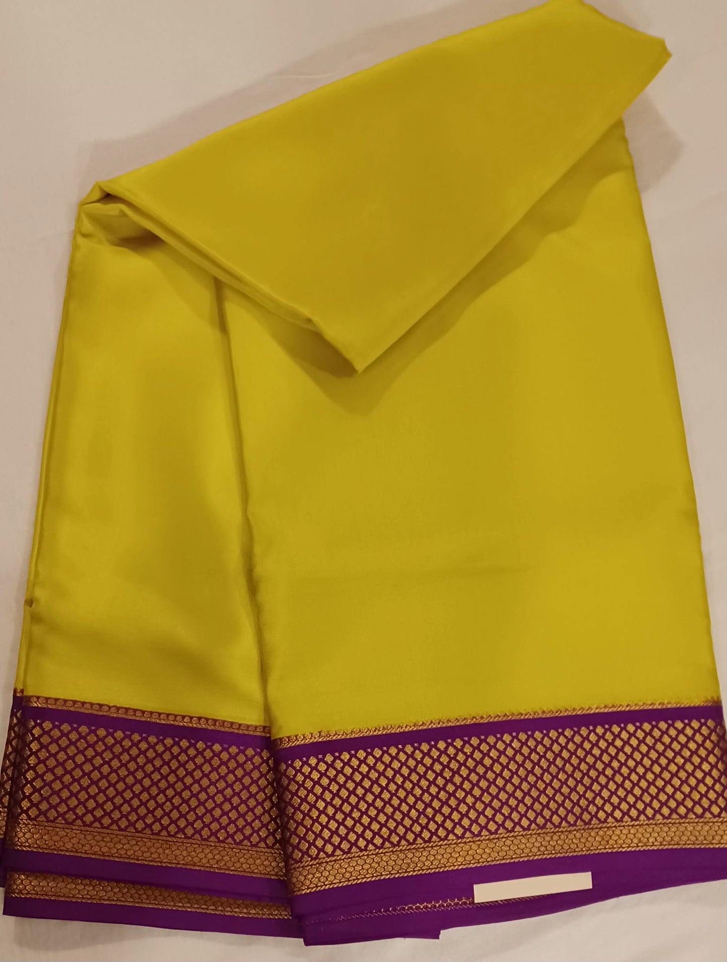 Lime Yellow Pure Silk Mysore Crepe Saree