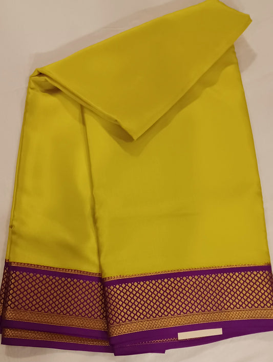 Lime Yellow Pure Silk Mysore Crepe Saree