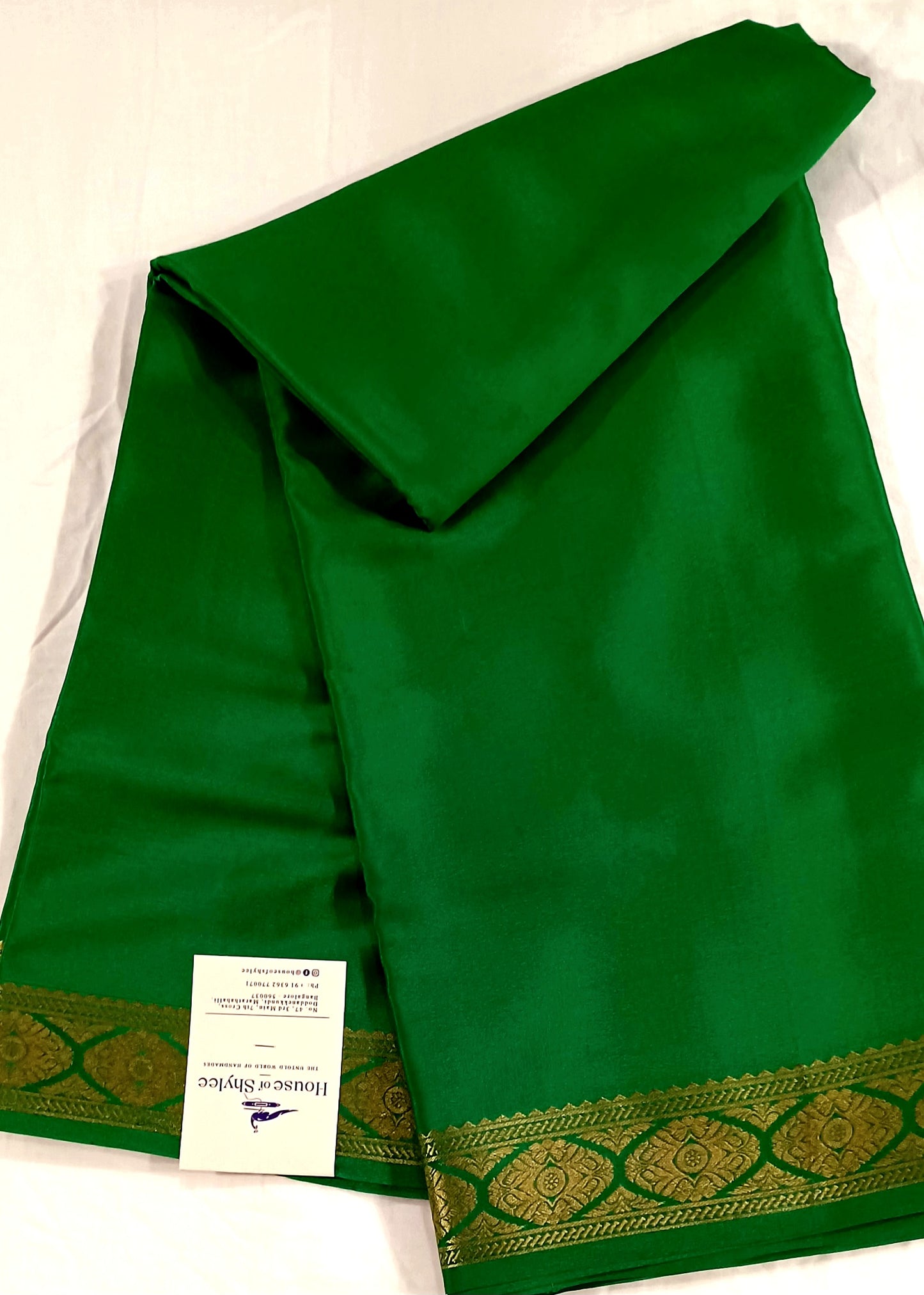 Green Pure Silk Pure Zari Mysore Crepe Saree