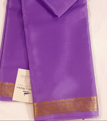 Lavender Pure Silk Pure Zari Mysore Crepe Saree