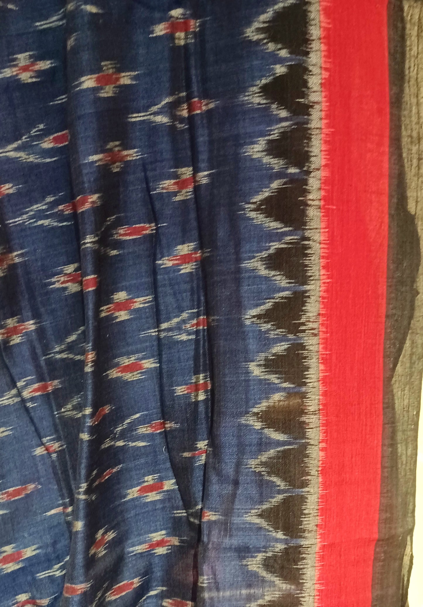 Navy Blue with Black Orissa Ikkat Tie and Dye Cotton Saree