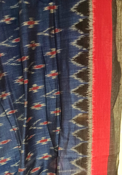 Navy Blue with Black Orissa Ikkat Tie and Dye Cotton Saree
