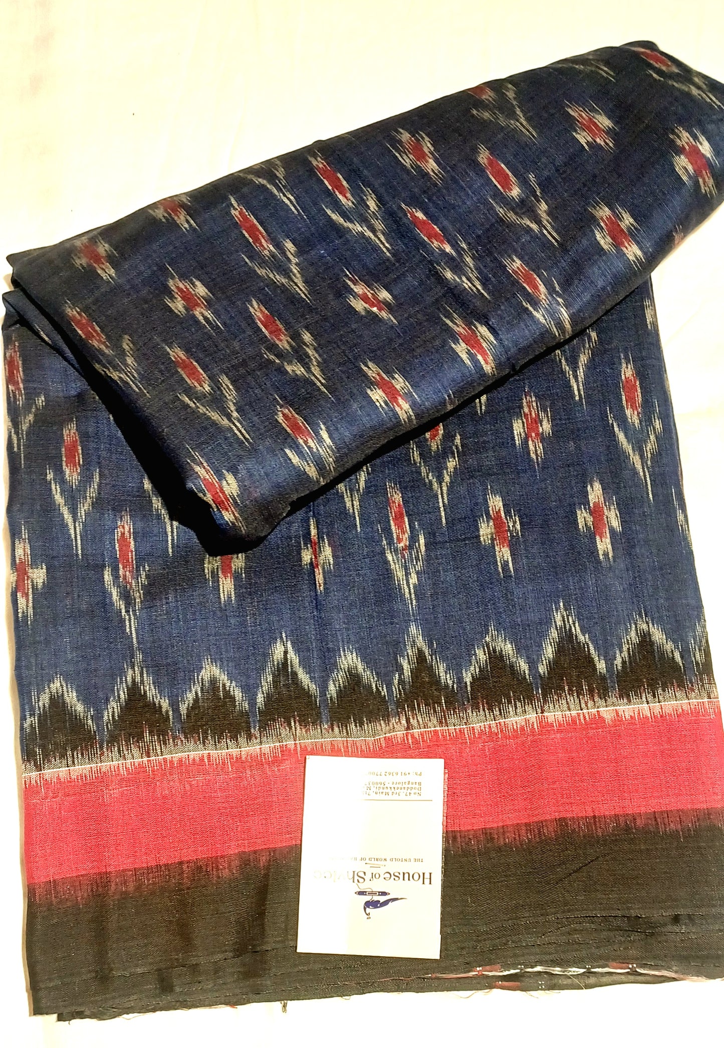 Navy Blue with Black Orissa Ikkat Tie and Dye Cotton Saree