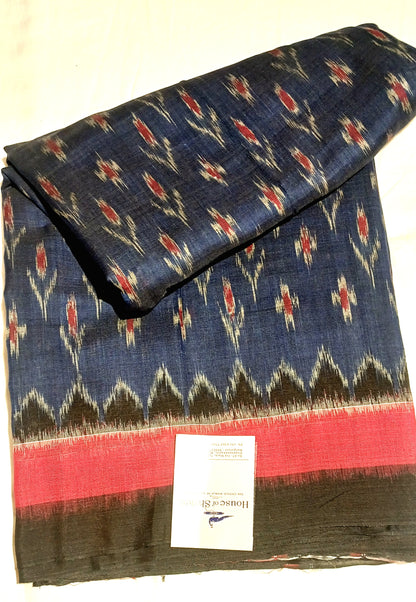 Navy Blue with Black Orissa Ikkat Tie and Dye Cotton Saree