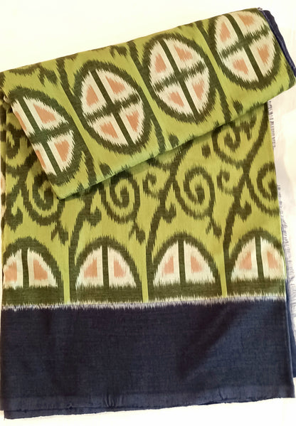 Olive Green Pochampally Ikkat Tie and Dye Cotton Saree