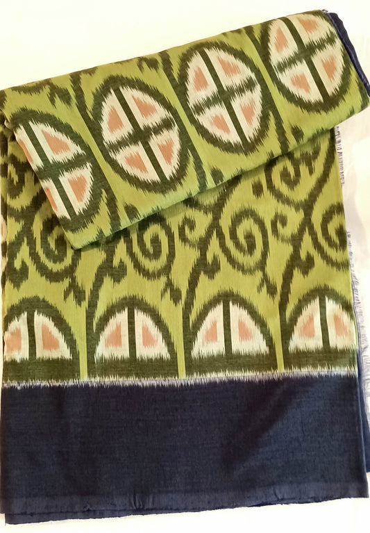 Olive Green Pochampally Ikkat Tie and Dye Cotton Saree