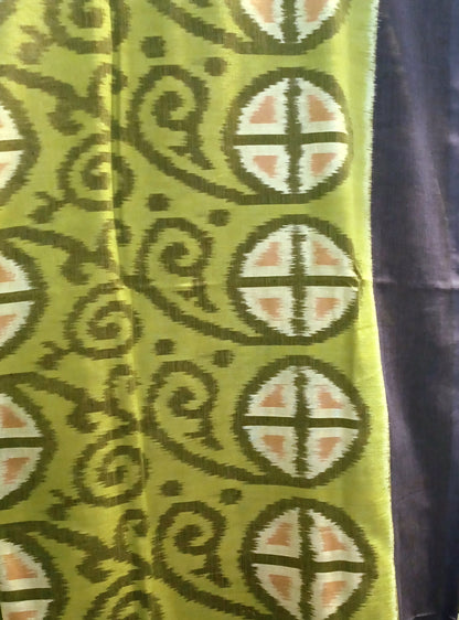 Olive Green Pochampally Ikkat Tie and Dye Cotton Saree