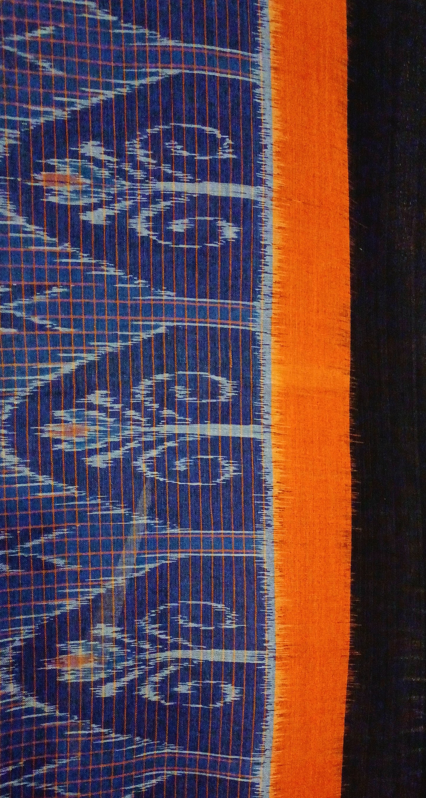 Indigo (Purplish Blue) with Black Orissa Ikkat Tie and Dye Cotton Saree