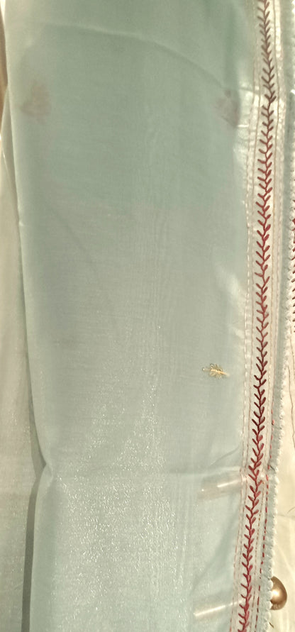 Mint blue Soft Tissue Chanderi Saree