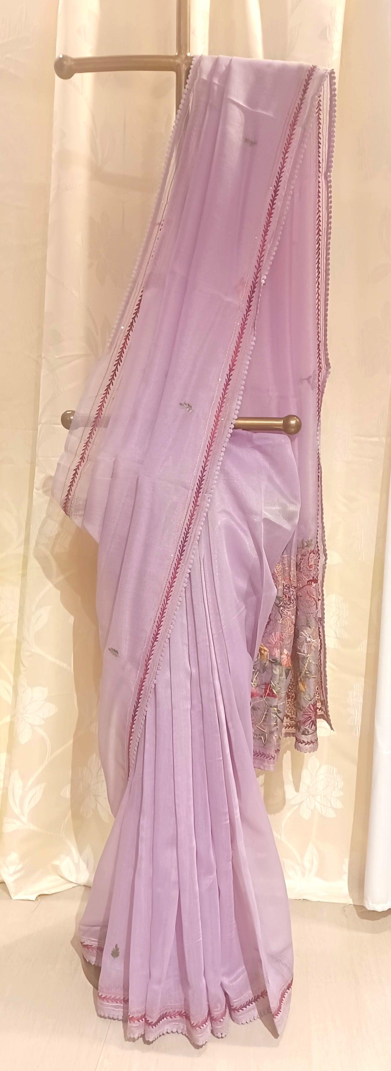 Lavendar Soft Tissue Chanderi Saree