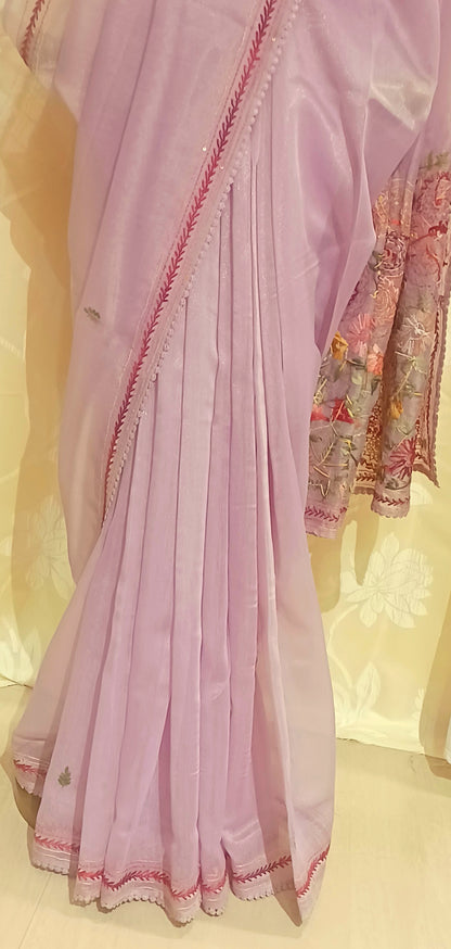 Lavendar Soft Tissue Chanderi Saree