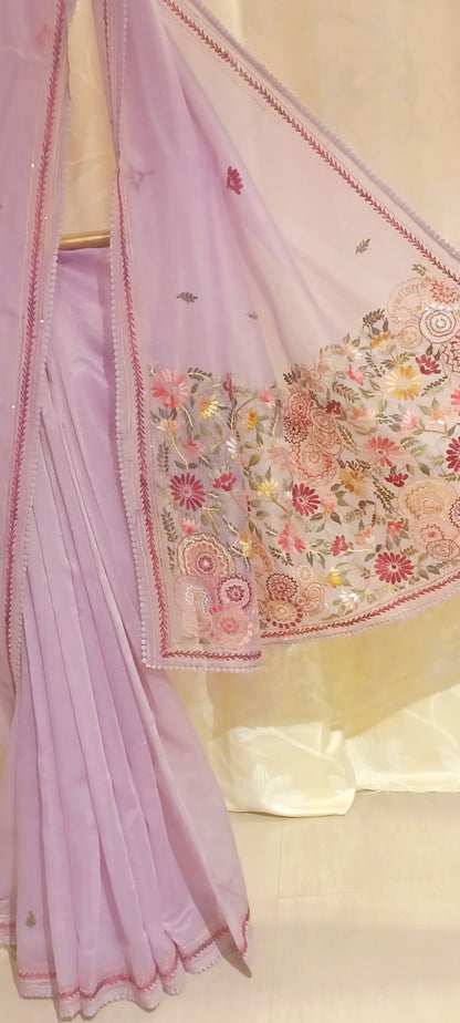 Lavendar Soft Tissue Chanderi Saree