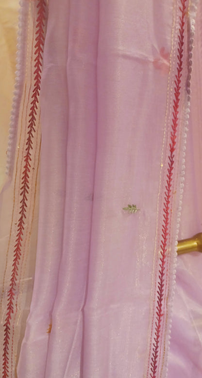 Lavendar Soft Tissue Chanderi Saree