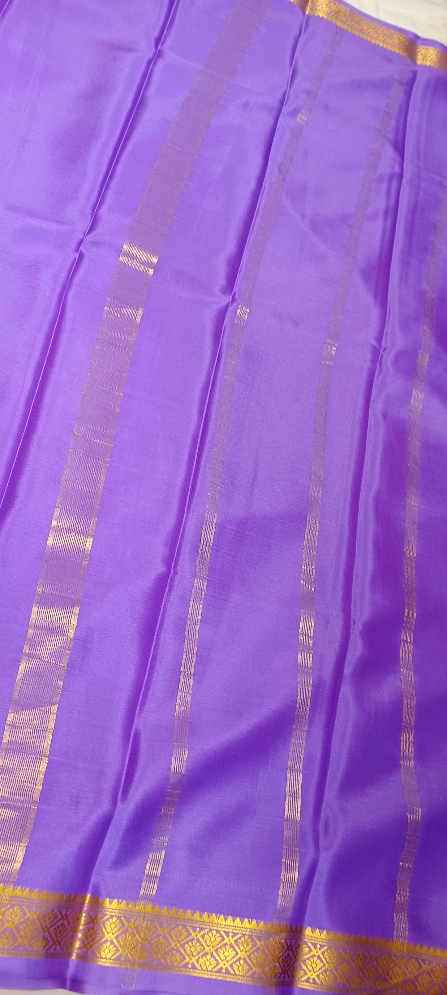Lavender Pure Silk Pure Zari Mysore Crepe Saree
