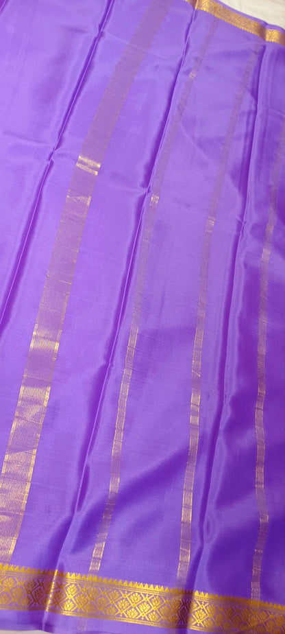 Lavender Pure Silk Pure Zari Mysore Crepe Saree