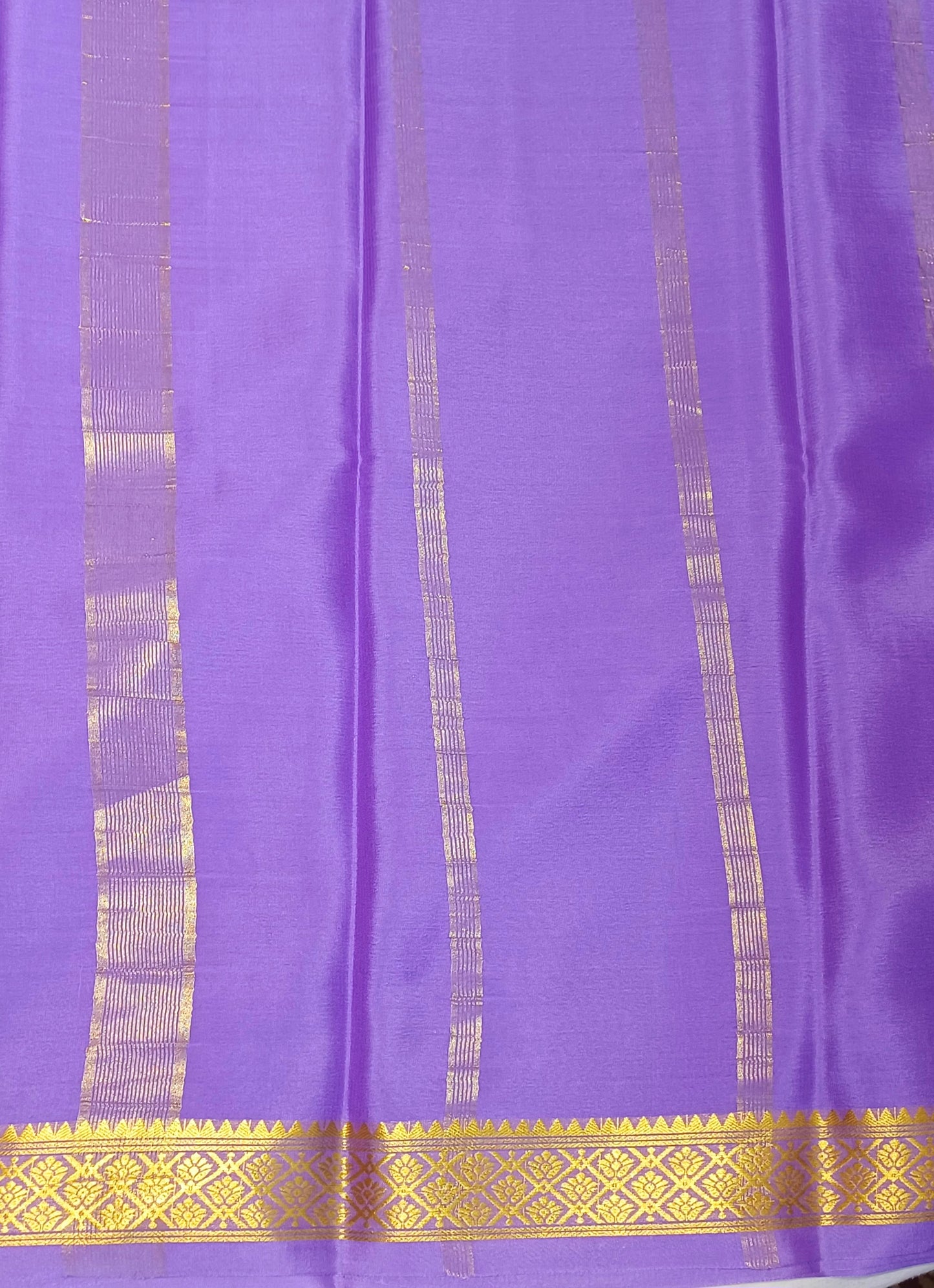 Lavender Pure Silk Pure Zari Mysore Crepe Saree