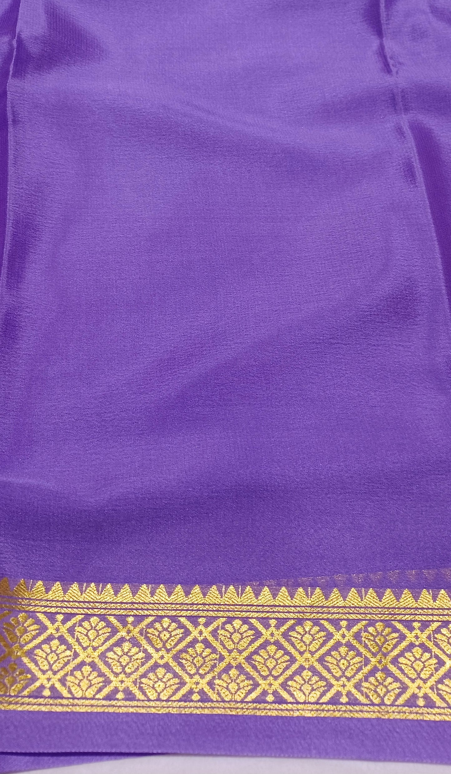 Lavender Pure Silk Pure Zari Mysore Crepe Saree