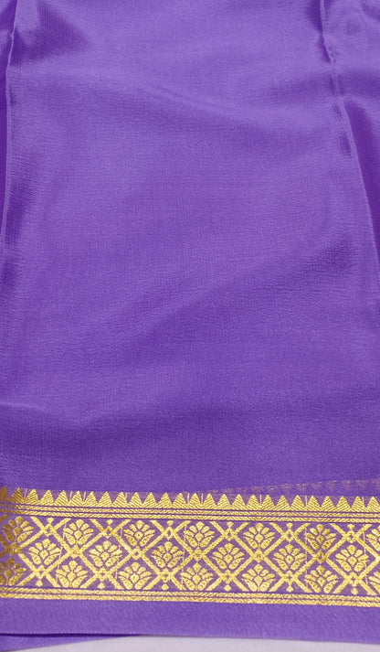 Lavender Pure Silk Pure Zari Mysore Crepe Saree
