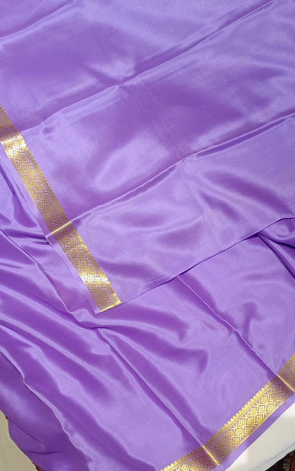 Lavender Pure Silk Pure Zari Mysore Crepe Saree