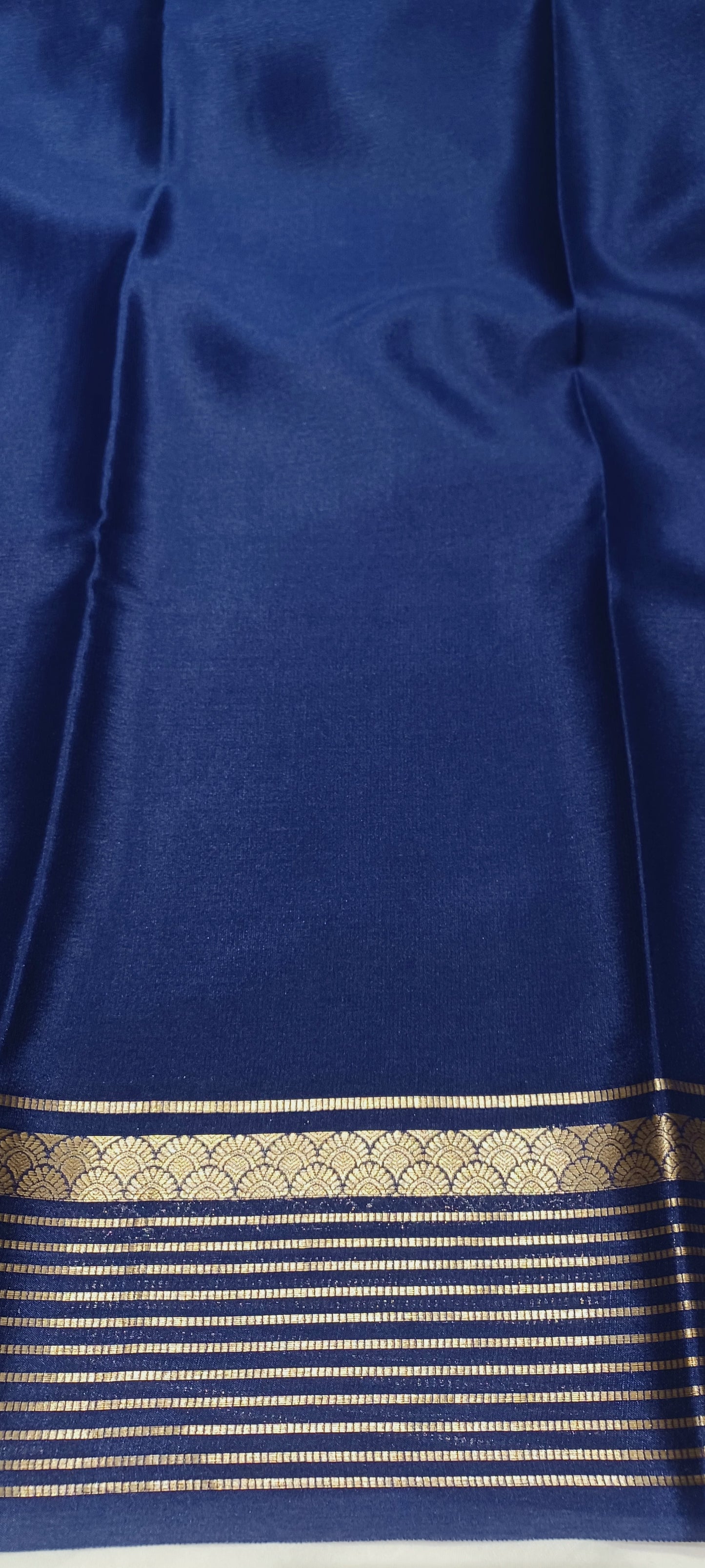 Navy Blue Pure Silk Pure Zari Mysore Crepe Saree