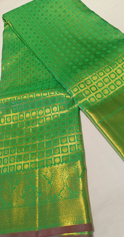 Green Bridal Kanchipuram pure silk brocade weave saree