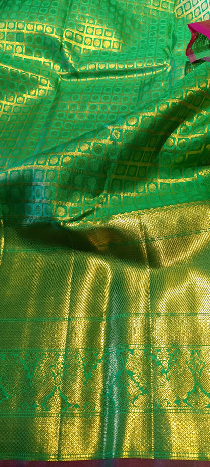 Green Bridal Kanchipuram pure silk brocade weave saree