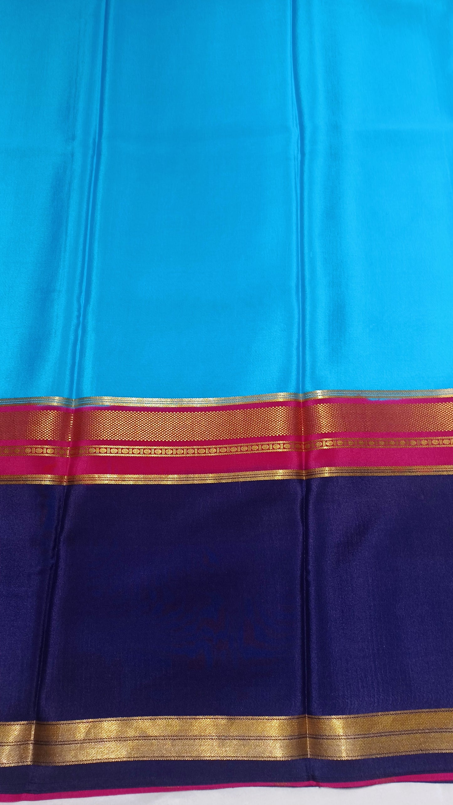 Sky Blue Premium Bentex 3D Mysore Crepe Pure Silk Saree
