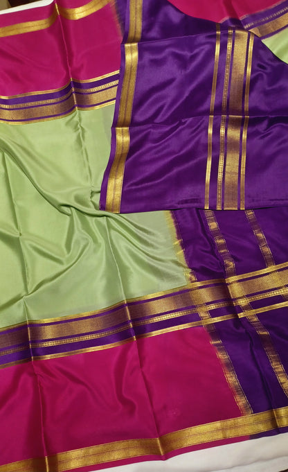 Pista Green Premium Bentex 3D Mysore Crepe Pure Silk Saree