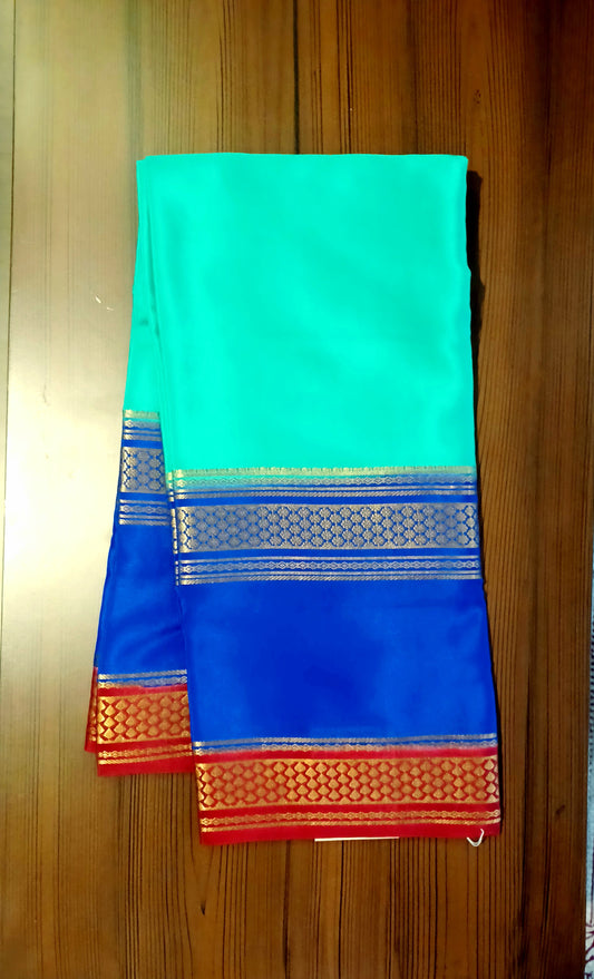 Rama Green Premium Bentex 3D Mysore Crepe Pure Silk Saree