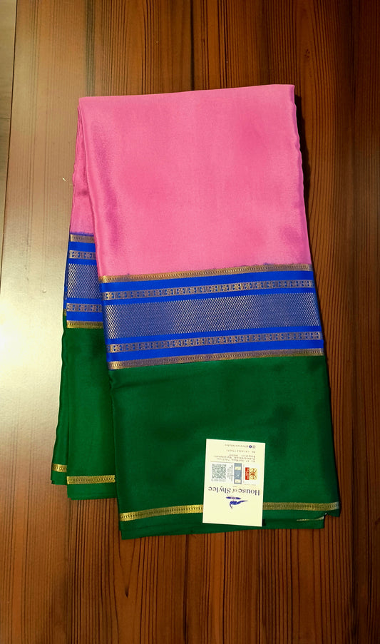 Dusty Pink Premium Bentex 3D Mysore Crepe Pure Silk Saree