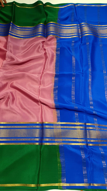 Dusty Pink Premium Bentex 3D Mysore Crepe Pure Silk Saree