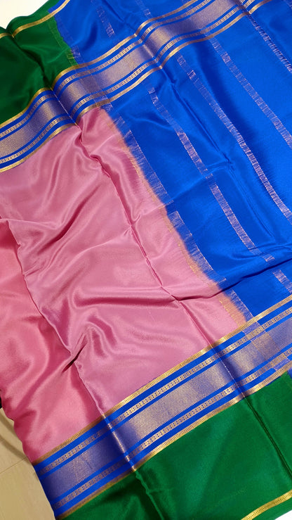 Dusty Pink Premium Bentex 3D Mysore Crepe Pure Silk Saree